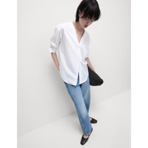 Womens Pure Cotton V-Neck Shirt - - M&S Collection - Modalova