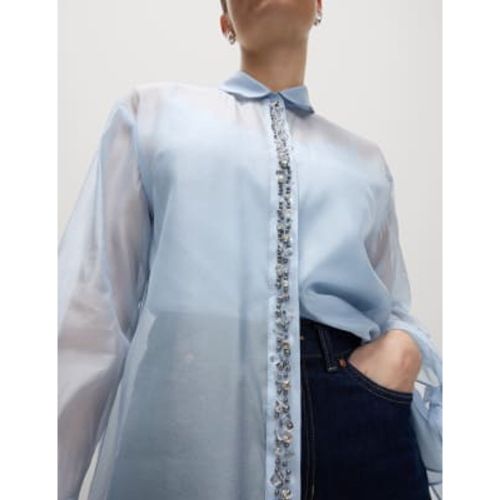 Womens Beaded Tie Detail Shirt - - M&S Collection - Modalova