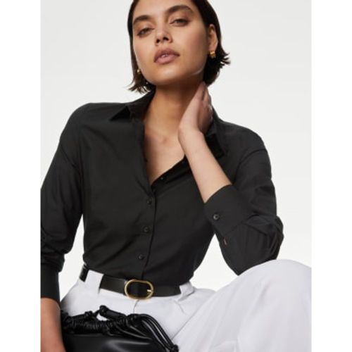 Womens Cotton Rich Fitted Collared Shirt - - M&S Collection - Modalova