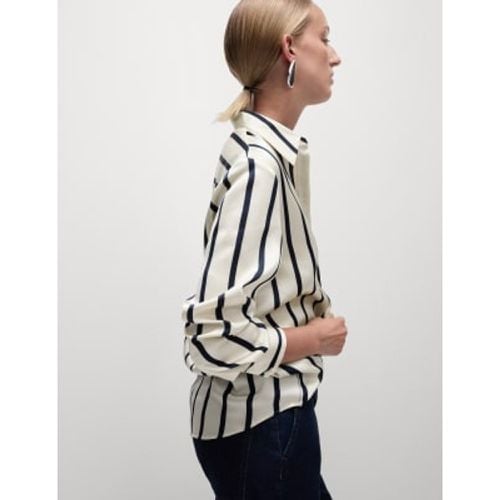 Womens Satin Striped Collared Button Through Shirt - - M&S Collection - Modalova