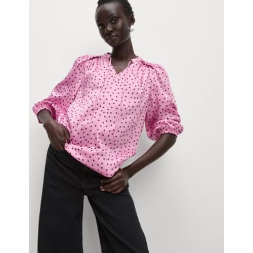 Womens Printed Tie Neck Popover Blouse - - M&S Collection - Modalova