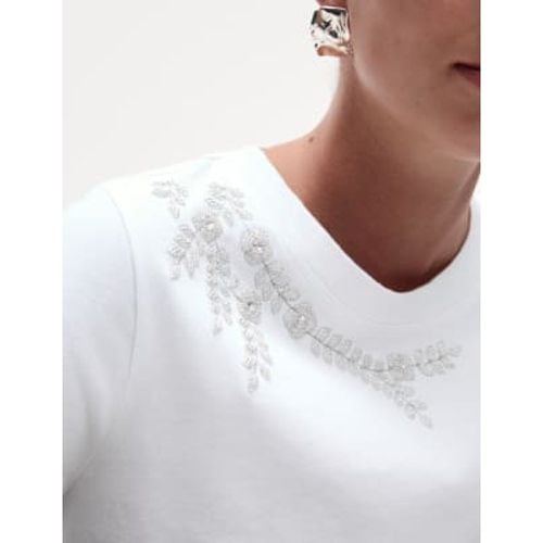 Womens Pure Cotton Embellished Top - - M&S Collection - Modalova