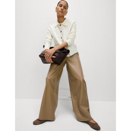 Womens Leather Look Wide Leg Trousers - - M&S Collection - Modalova