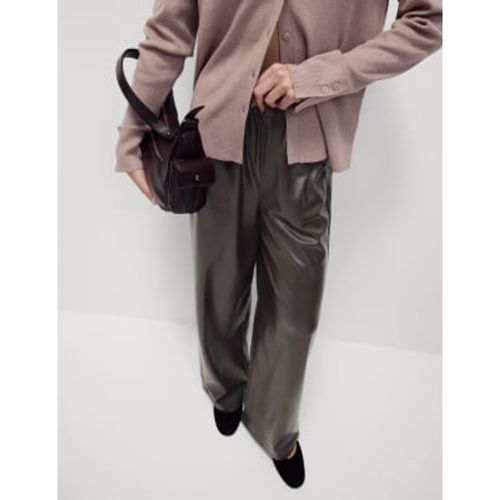 Womens Leather Look Wide Leg Trousers - - M&S Collection - Modalova