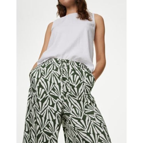 Womens Printed Wide Leg Cropped Trousers - - M&S Collection - Modalova