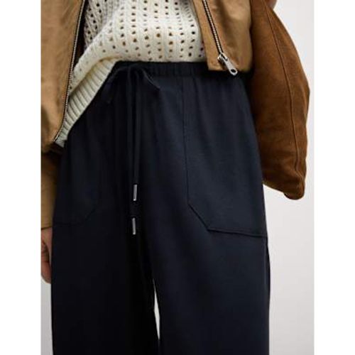 Womens Jersey Drawstring Pintuck Tapered Trousers - M&S Collection - Modalova