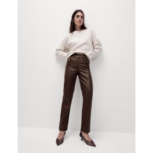 Womens Faux Leather Straight Leg Trousers - - M&S Collection - Modalova