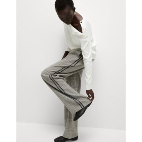 Womens Checked Pull On Wide Leg Trousers - - M&S Collection - Modalova