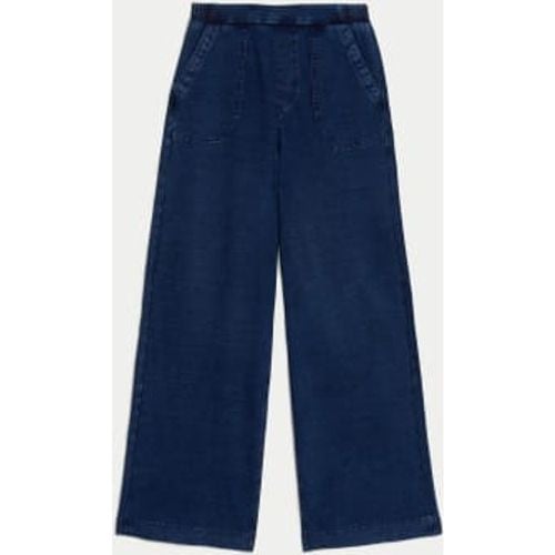 Womens Denim Elasticated Waist Wide Leg Trousers - - M&S Collection - Modalova