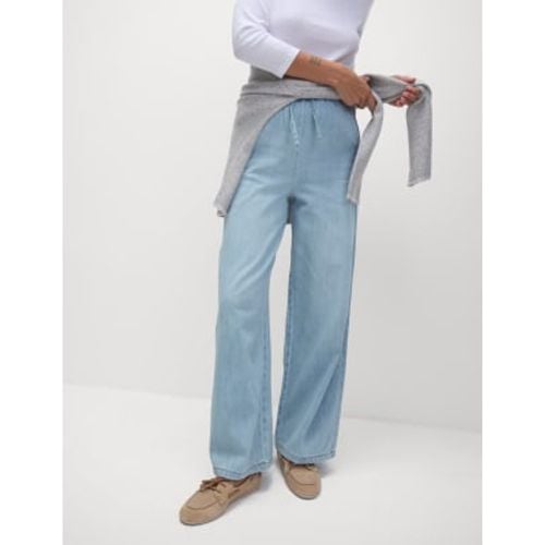 Womens Denim Drawstring Wide-Leg Trousers - - M&S Collection - Modalova