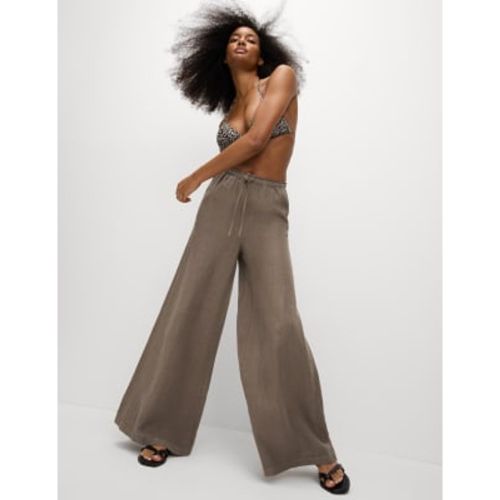 Womens Pure Linen Palazzo Trousers - - M&S Collection - Modalova