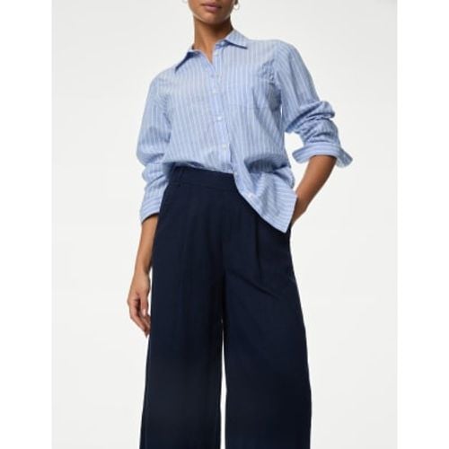 Womens Linen Rich Wide Leg Cropped Trousers - - M&S Collection - Modalova