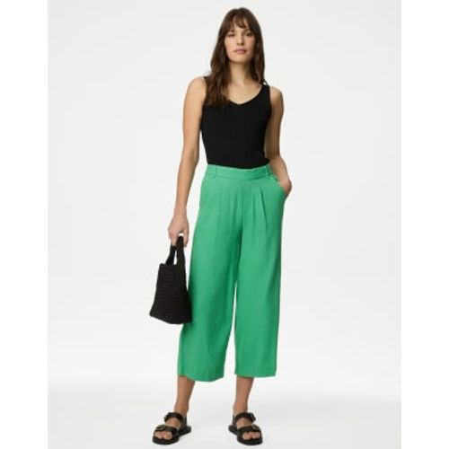 Womens Linen Rich Wide Leg Cropped Trousers - - M&S Collection - Modalova