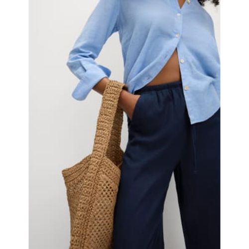 Womens Linen Blend Wide Leg Trousers - M&S Collection - Modalova