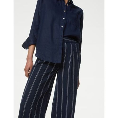 Womens Linen Rich Striped Cropped Wide Leg Trousers - - M&S Collection - Modalova