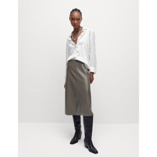 Womens Leather Look Midi A-Line Skirt - - M&S Collection - Modalova