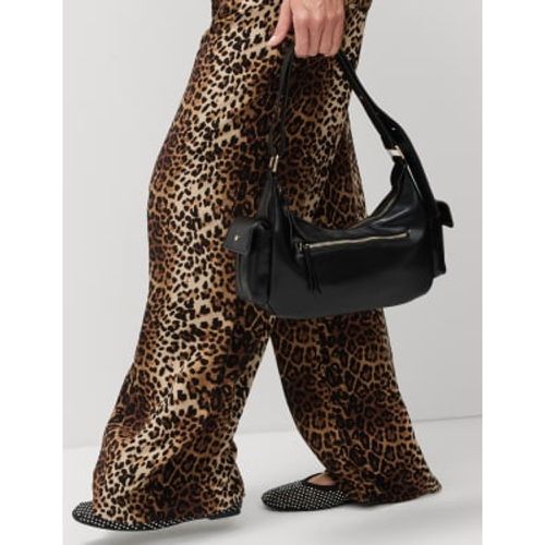 Womens Animal Print Drawstring Wide Leg Trousers - - M&S Collection - Modalova