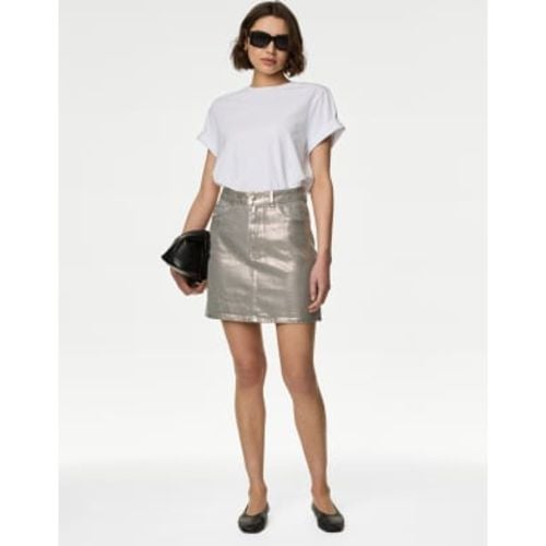 Womens Denim Foil Metallic Mini Skirt - - M&S Collection - Modalova