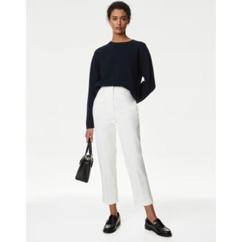 Womens Cotton Blend Slim Fit Cropped Trousers - M&S Collection - Modalova