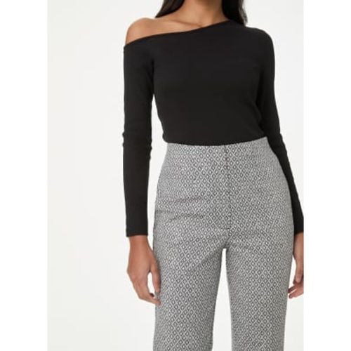 Womens Cotton Rich Geometric Slim Fit Cropped Trousers - - M&S Collection - Modalova