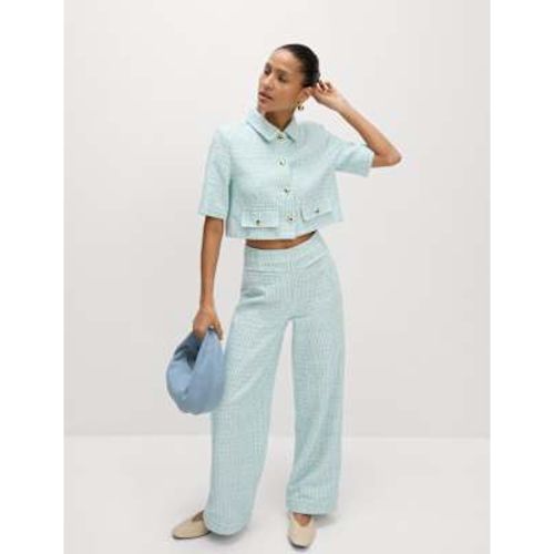 Womens Boucle Tweed Textured Wide Leg Trousers - M&S Collection - Modalova