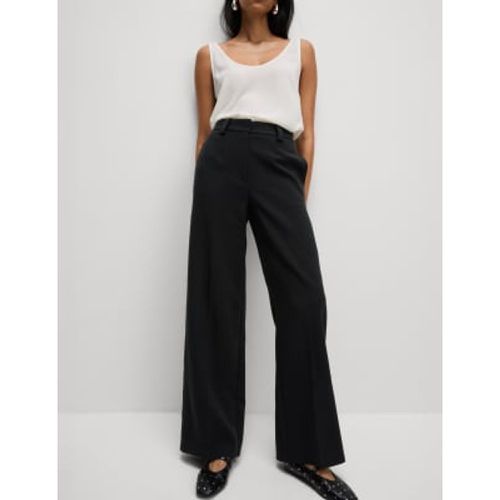 Womens Crepe Tab Detail Wide Leg Trousers - - M&S Collection - Modalova