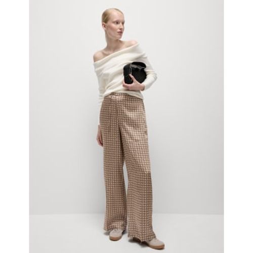 Womens Geometric Drawstring Wide Leg Trousers - - M&S Collection - Modalova