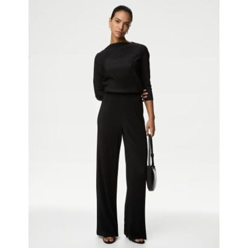 Womens Plisse Wide Leg Trousers - - M&S Collection - Modalova