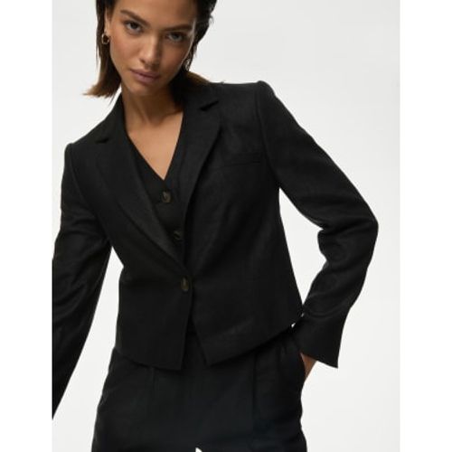 Womens Linen Blend Revere Collar Cropped Blazer - - M&S Collection - Modalova