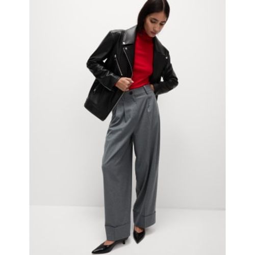 Womens Flannel Wide Leg Trousers - - M&S Collection - Modalova