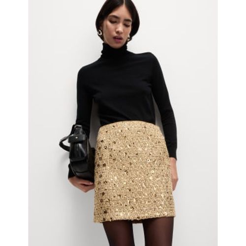 Womens Sequin Mini A-Line Skirt with Wool - - M&S Collection - Modalova