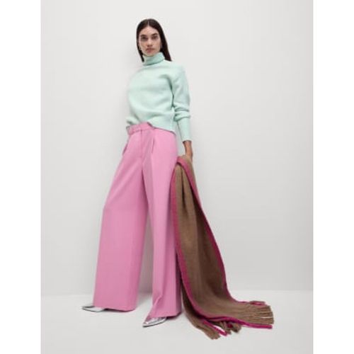 Womens Woven Pleat Front Wide Leg Trousers - - M&S Collection - Modalova