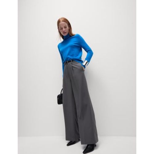 Womens Woven Pleat Front Wide Leg Trousers - - M&S Collection - Modalova