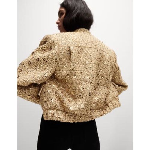 Womens Tweed Sequin Cropped Jacket - - M&S Collection - Modalova