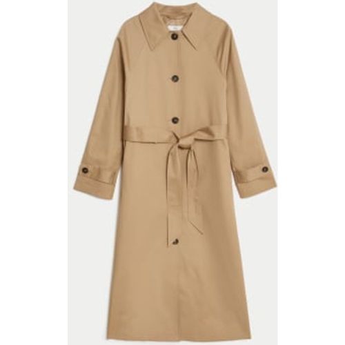 Womens Cotton Rich Belted Longline Trench Coat - - M&S Collection - Modalova