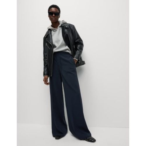 Womens Crepe Elasticated Waist Wide Leg Trousers - - M&S Collection - Modalova