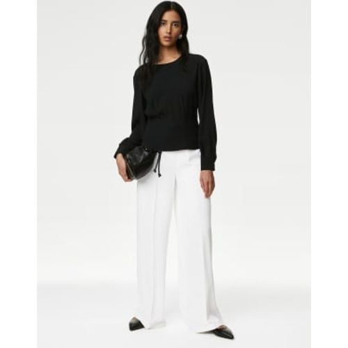 Womens Crepe Elasticated Waist Wide Leg Trousers - - M&S Collection - Modalova