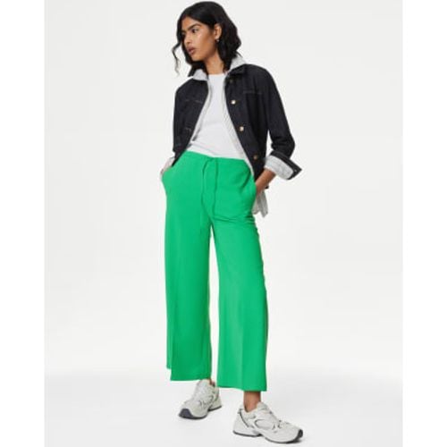 Womens Elasticated Waist Wide Leg Cropped Trousers - - M&S Collection - Modalova