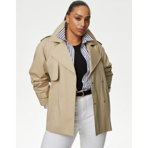 Womens Cotton Rich Short Trench Coat - - M&S Collection - Modalova