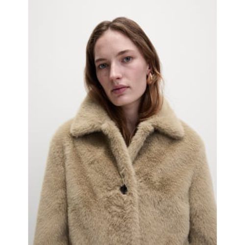 Womens Faux Fur Collared Longline Coat - - M&S Collection - Modalova