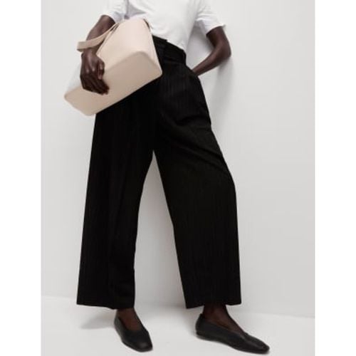 Womens Pinstripe Pleat Front Wide Leg Trousers - - M&S Collection - Modalova