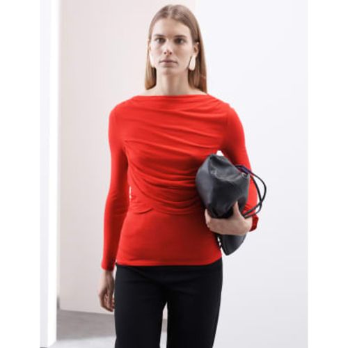 Womens Slash Neck Wrap Front Top With Silk - Autograph - Modalova