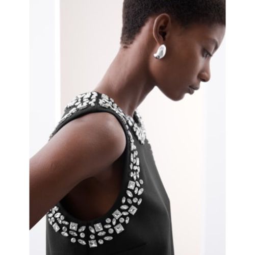 Womens Embellished Crew Neck Sleeveless Blouse - Autograph - Modalova