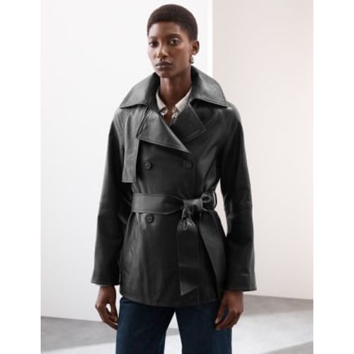 Womens Pure Leather Belted Cropped Trench - - Autograph - Modalova