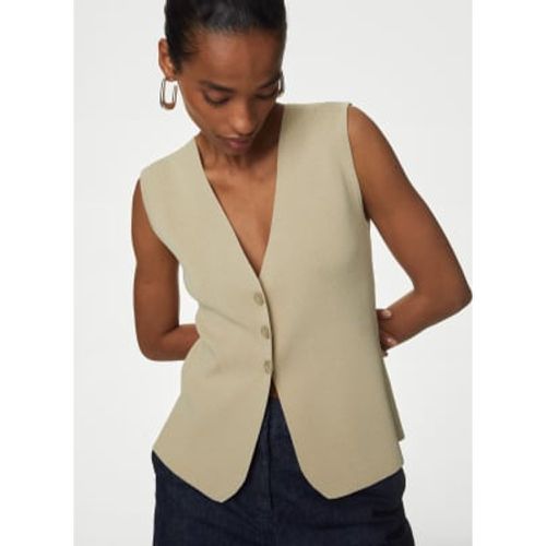 Womens V-Neck Button Through Knitted Waistcoat - - Autograph - Modalova