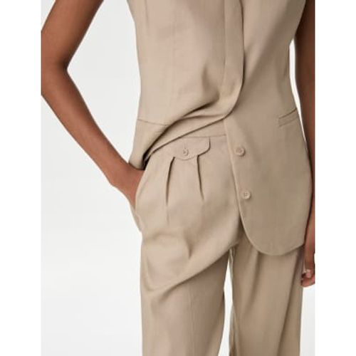 Womens Linen Blend Pleat Front Wide Leg Trousers - - Autograph - Modalova