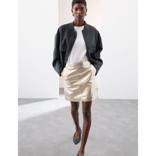 Womens Leather Metallic Mini A-Line Skirt - - Autograph - Modalova