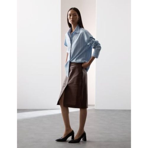 Womens Leather Croc Knee-Length Pencil Skirt - - Autograph - Modalova