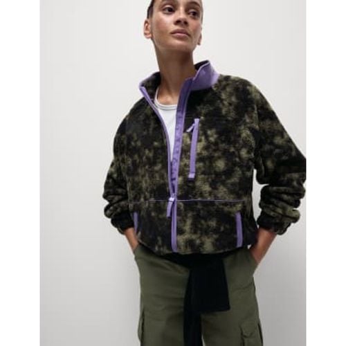 Womens Borg Zip Up Printed Funnel Neck Fleece Jacket - - Goodmove - Modalova