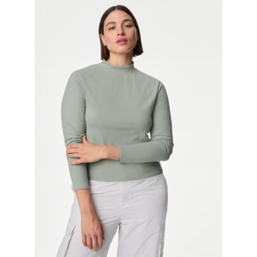 Womens Rib Funnel Neck Crop Top - - Goodmove - Modalova